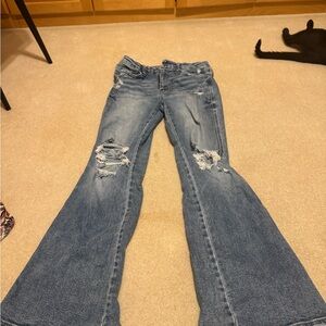 Distressed Blue Flare Jeans